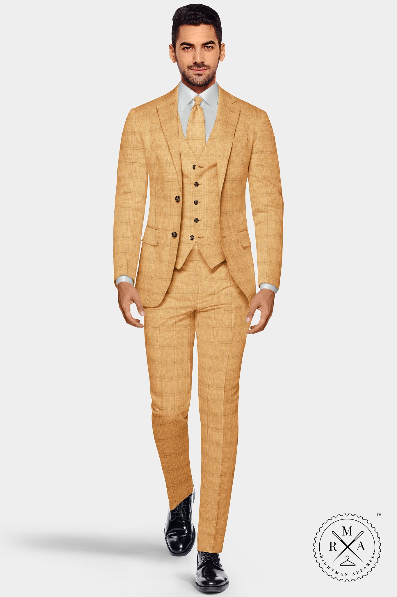 Hazelnut Checked Three Piece Suit SU17